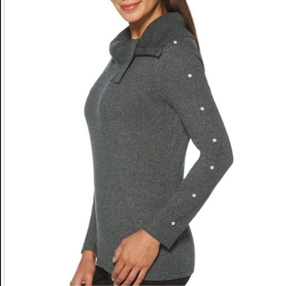 NEW RAFAELLA Embellished pearl Long Sleeve Top sweater